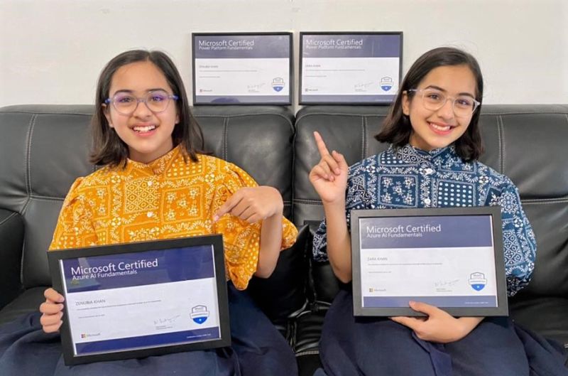 Twin sisters from Pakistan become the most junior to made Azure AI certification